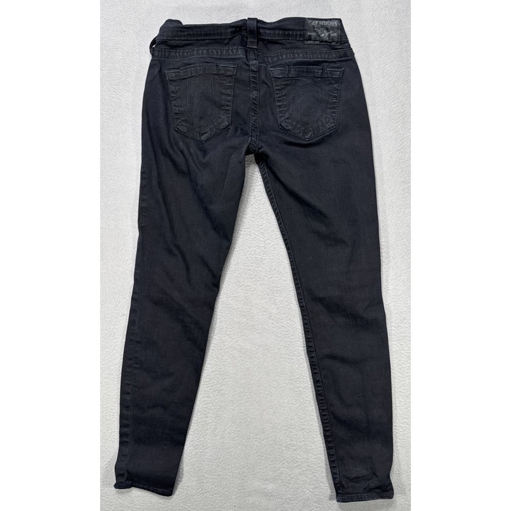 True Religion Jeans Casey Womens 29x29 Black Low Skinny Stretch Dark Wash Denim - Picture 7 of 12